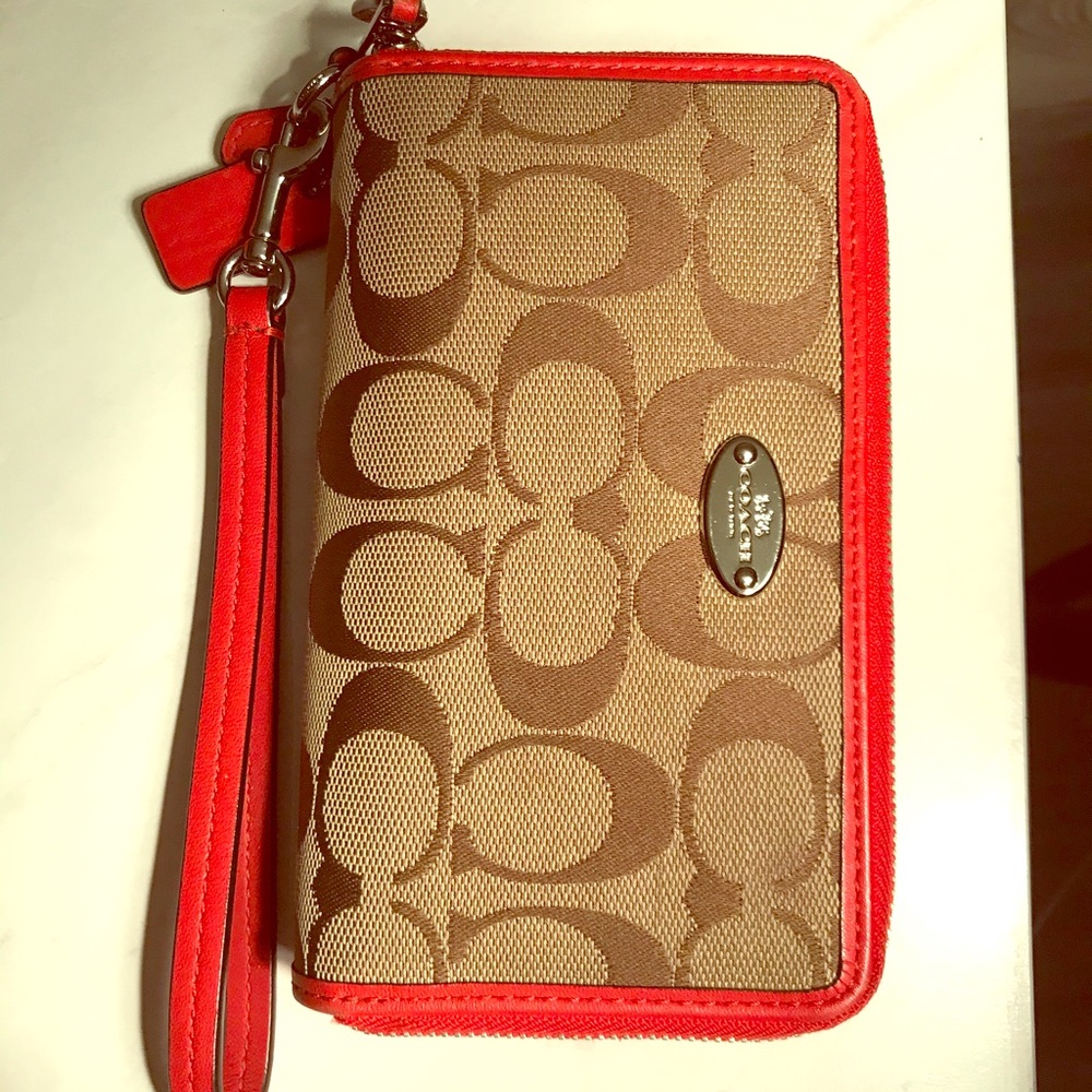 Coach double zip phone wallet